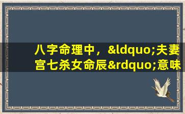 八字命理中，“夫妻宫七杀女命辰”意味着什么