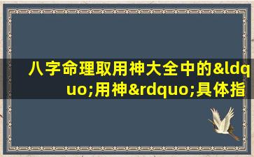 八字命理取用神大全中的“用神”具体指什么如何根据八字选择合适的“用神”