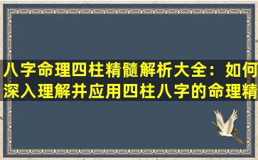 八字命理四柱精髓解析大全：如何深入理解并应用四柱八字的命理精髓