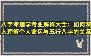 八字命理学专业解释大全：如何深入理解个人命运与五行八字的关系