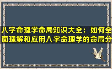 八字命理学命局知识大全：如何全面理解和应用八字命理学的命局分析