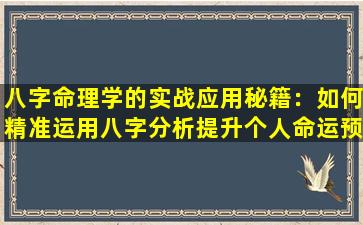 八字命理学的实战应用秘籍：如何精准运用八字分析提升个人命运预测能力