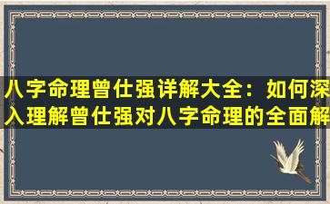 八字命理曾仕强详解大全：如何深入理解曾仕强对八字命理的全面解析