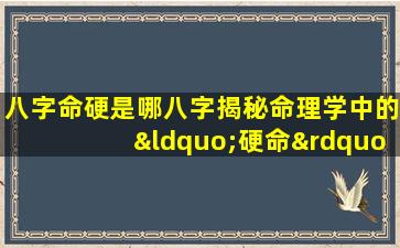 八字命硬是哪八字揭秘命理学中的“硬命”组合