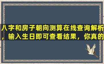 八字和房子朝向测算在线查询解析，输入生日即可查看结果，你真的了解吗