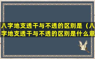 八字地支透干与不透的区别是（八字地支透干与不透的区别是什么意思）