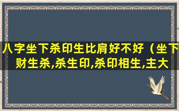 八字坐下杀印生比肩好不好（坐下财生杀,杀生印,杀印相生,主大贵,或武贵什么意思）