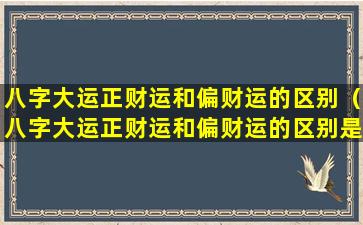 八字大运正财运和偏财运的区别（八字大运正财运和偏财运的区别是什么）