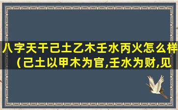 八字天干己土乙木壬水丙火怎么样（己土以甲木为官,壬水为财,见庚金为背禄）