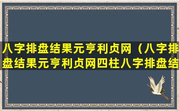 八字排盘结果元亨利贞网（八字排盘结果元亨利贞网四柱八字排盘结果）