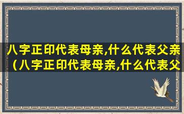 八字正印代表母亲,什么代表父亲（八字正印代表母亲,什么代表父亲的意思）