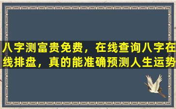 八字测富贵免费，在线查询八字在线排盘，真的能准确预测人生运势吗