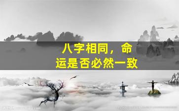 八字相同，命运是否必然一致