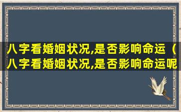 八字看婚姻状况,是否影响命运（八字看婚姻状况,是否影响命运呢）