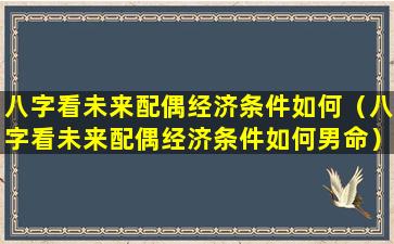 八字看未来配偶经济条件如何（八字看未来配偶经济条件如何男命）