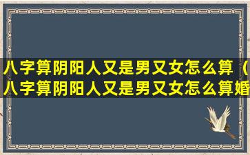 八字算阴阳人又是男又女怎么算（八字算阴阳人又是男又女怎么算婚姻）