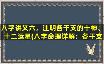 八字讲义六，注明各干支的十神、十二运星(八字命理详解：各干支十神十二运星解析)