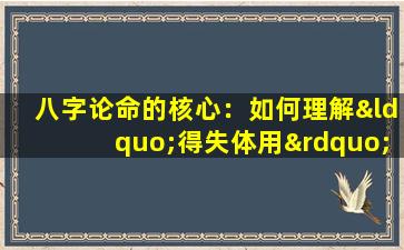 八字论命的核心：如何理解“得失体用”在命理学中的应用