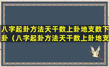 八字起卦方法天干数上卦地支数下卦（八字起卦方法天干数上卦地支数下卦详解）