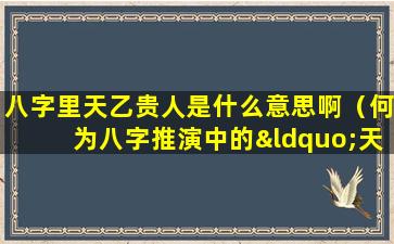 八字里天乙贵人是什么意思啊（何为八字推演中的“天乙贵人”）