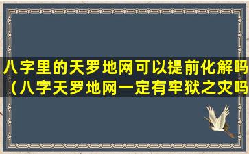 八字里的天罗地网可以提前化解吗（八字天罗地网一定有牢狱之灾吗）