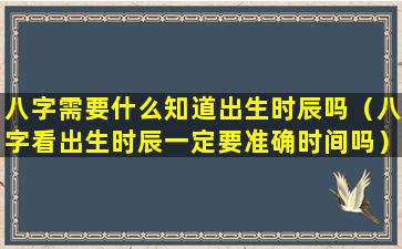 八字需要什么知道出生时辰吗（八字看出生时辰一定要准确时间吗）