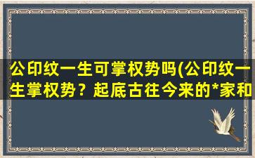 公印纹一生可掌权势吗(公印纹一生掌权势？起底古往今来的*家和权贵！)