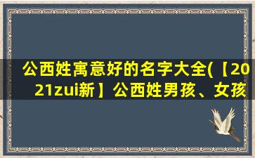 公西姓寓意好的名字大全(【2021zui新】公西姓男孩、女孩好听寓意名字大全，取名攻略分享)