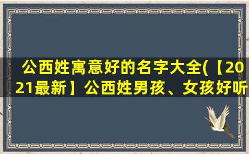 公西姓寓意好的名字大全(【2021最新】公西姓男孩、女孩好听寓意名字大全，取名攻略分享)