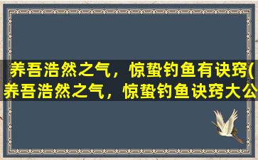 养吾浩然之气，惊蛰钓鱼有诀窍(养吾浩然之气，惊蛰钓鱼诀窍大公开！)