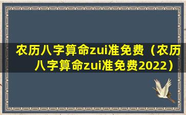 农历八字算命zui准免费（农历八字算命zui准免费2022）