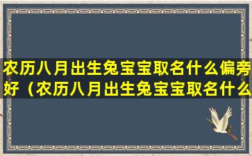 农历八月出生兔宝宝取名什么偏旁好（农历八月出生兔宝宝取名什么偏旁好呢）