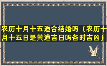 农历十月十五适合结婚吗（农历十月十五日是黄道吉日吗各时吉凶）