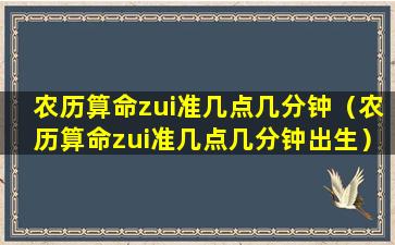 农历算命zui准几点几分钟（农历算命zui准几点几分钟出生）