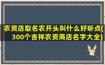 农资店取名农开头叫什么好听点(300个吉祥农资商店名字大全)