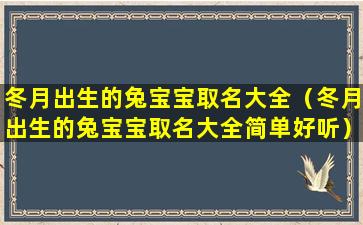 冬月出生的兔宝宝取名大全（冬月出生的兔宝宝取名大全简单好听）