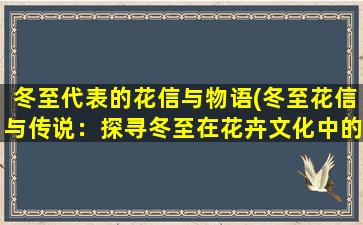 冬至代表的花信与物语(冬至花信与传说：探寻冬至在花卉文化中的含义)