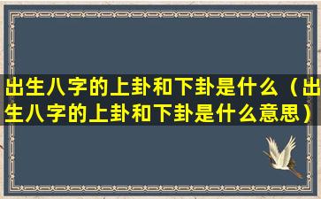 出生八字的上卦和下卦是什么（出生八字的上卦和下卦是什么意思）