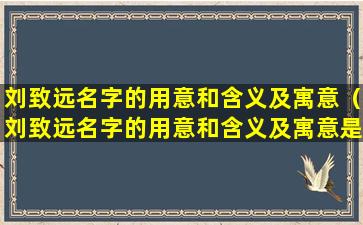 刘致远名字的用意和含义及寓意（刘致远名字的用意和含义及寓意是什么）