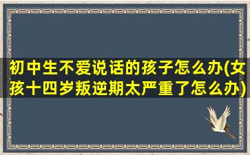 初中生不爱说话的孩子怎么办(女孩十四岁叛逆期太严重了怎么办)