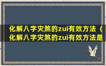 化解八字灾煞的zui有效方法（化解八字灾煞的zui有效方法是什么）