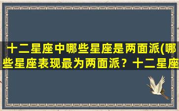 十二星座中哪些星座是两面派(哪些星座表现最为两面派？十二星座中这几个值得警惕！)