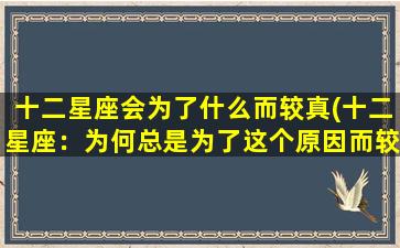 十二星座会为了什么而较真(十二星座：为何总是为了这个原因而较真？)