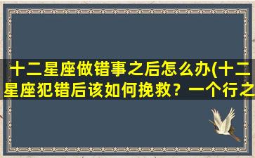 十二星座做错事之后怎么办(十二星座犯错后该如何挽救？一个行之有效的指南！)