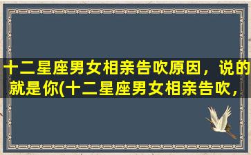 十二星座男女相亲告吹原因，说的就是你(十二星座男女相亲告吹，你会是其中的原因吗？)