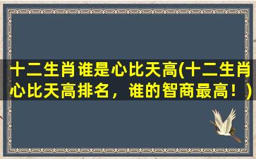 十二生肖谁是心比天高(十二生肖心比天高排名，谁的智商最高！)