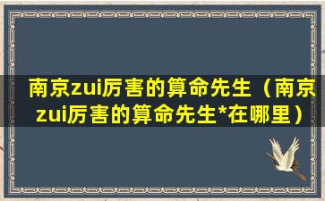 南京zui厉害的算命先生（南京zui厉害的算命先生*在哪里）