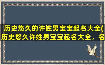 历史悠久的许姓男宝宝起名大全(历史悠久许姓男宝宝起名大全，名字推荐、意*析、文化背景介绍一网打尽！)