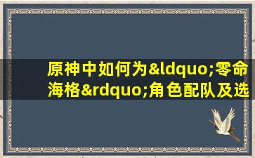 原神中如何为“零命海格”角色配队及选择圣遗物