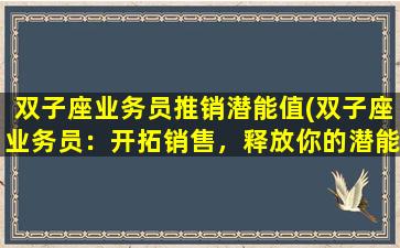 双子座业务员推销潜能值(双子座业务员：开拓销售，释放你的潜能！)